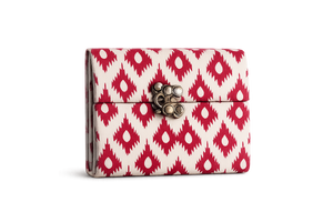 Premium Fabric Diary with Metal Clasp – Red Ikat Edition 2