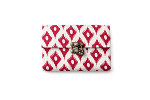 Premium Fabric Diary with Metal Clasp – Red Ikat Edition 1