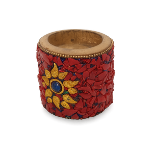 Handcrafted Wooden Stone Candle 2