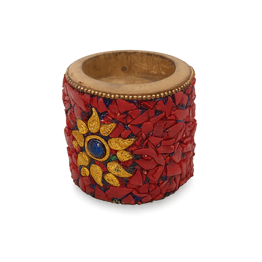 Handcrafted Wooden Stone Candle