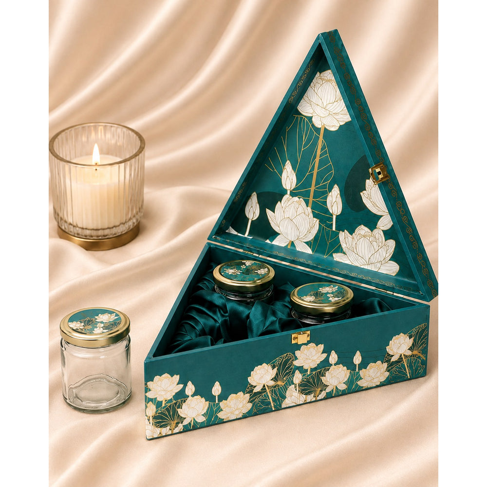 Blue Flower Triangle 3-Jar - Corporate Diwali Gift Hamper