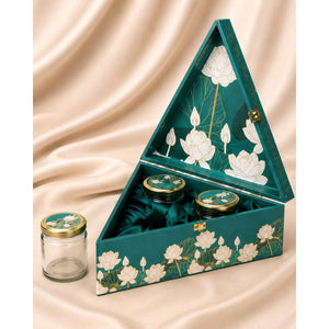 Blue Flower Triangle 3-Jar - Corporate Diwali Gift Hamper