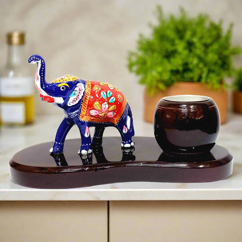 Meenakari Elephant Tealight Candle Holder